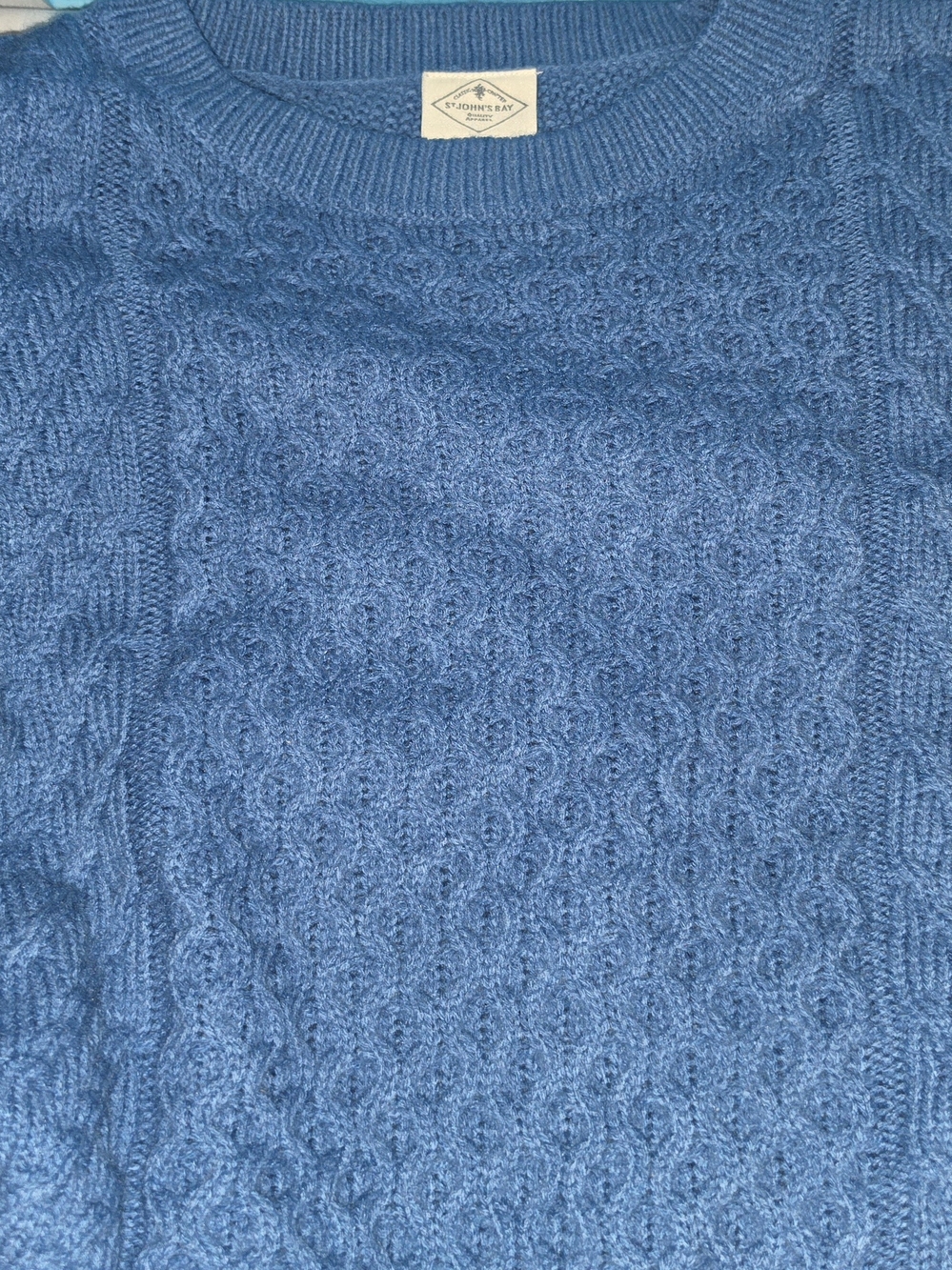 St. John’s Bay Blue Cable Knit Crewneck Sweater XL - Picture 4 of 5